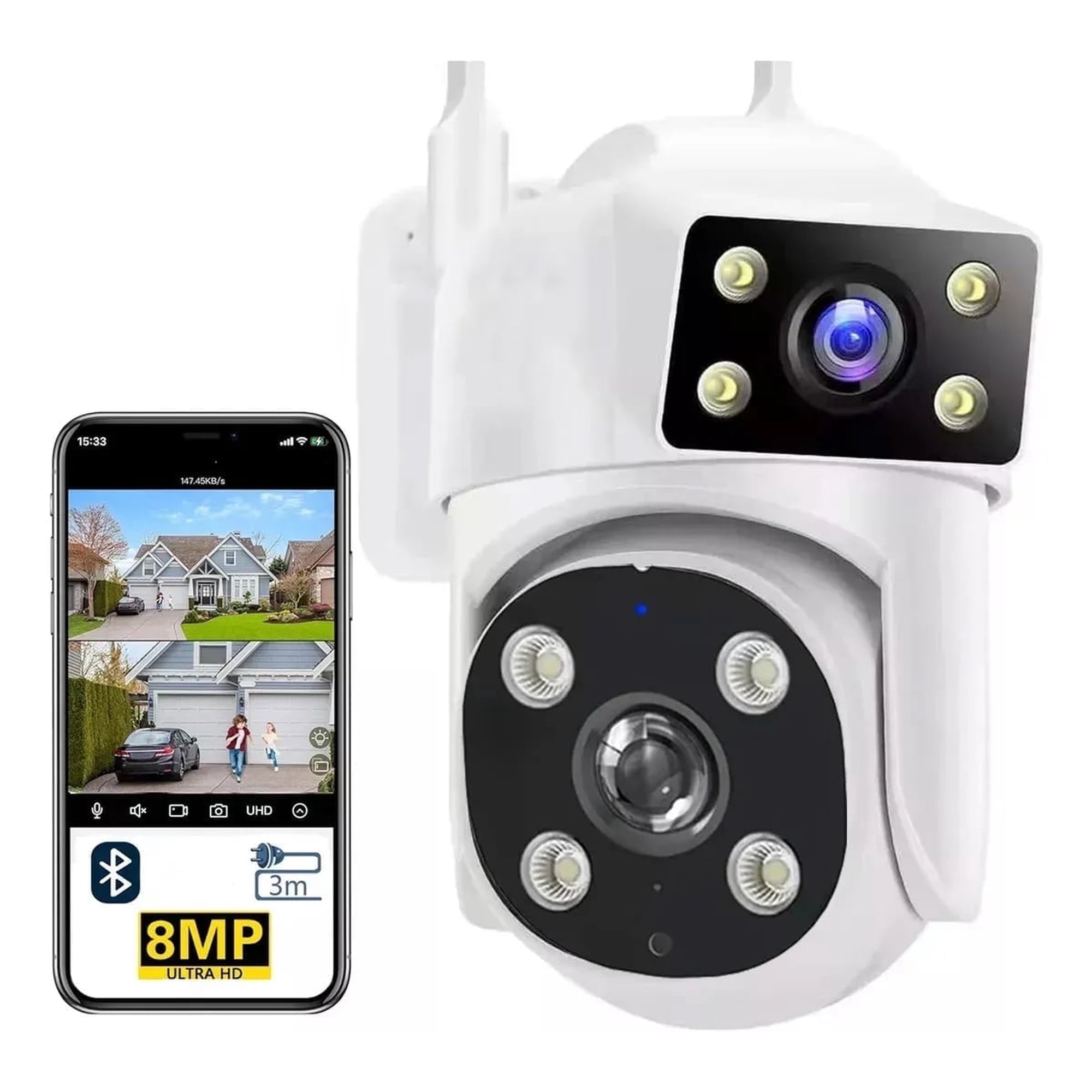Security Camera 4K Wireless Wi-Fi Outdoor Camera 2.4GHz Indoor Home Camera Security with Spotlight with Infrared Detection Color Night Vision, 2-Way Audio