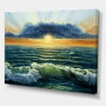 thumbnail image 3 of Designart ' The Blue Ocean In Sunset Evening I ' Nautical & Coastal Canvas Wall Art Print, 3 of 4