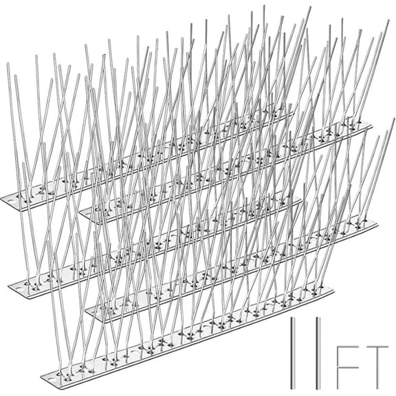 LANNEY Stainless Steel Bird Spikes, 10 Strips 11 ft, Unassembled Spikes, PatioOutdoor