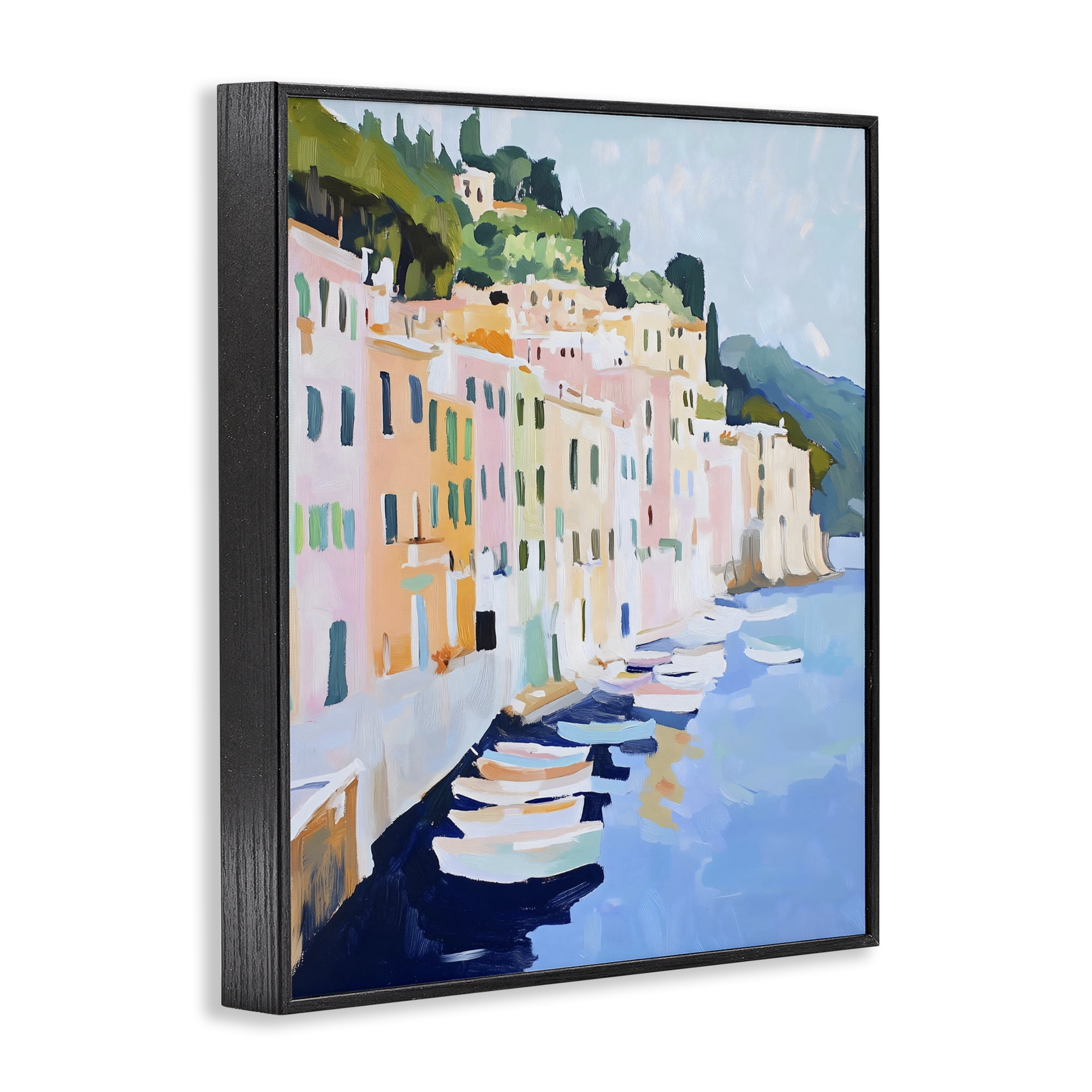 Stupell Industries Portofino Harbor View Black Framed Giclee Art, design by The Prints Vibe