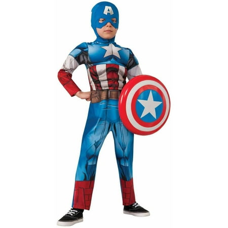 Boy's Deluxe Muscle Captain America Halloween