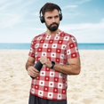 thumbnail image 4 of Wukai Red Plaid Daisy Print Men's Short-Sleeved Mesh T-Shirt,Quick-Dry Short Sleeve Workout T-Shirt-Small, 4 of 8