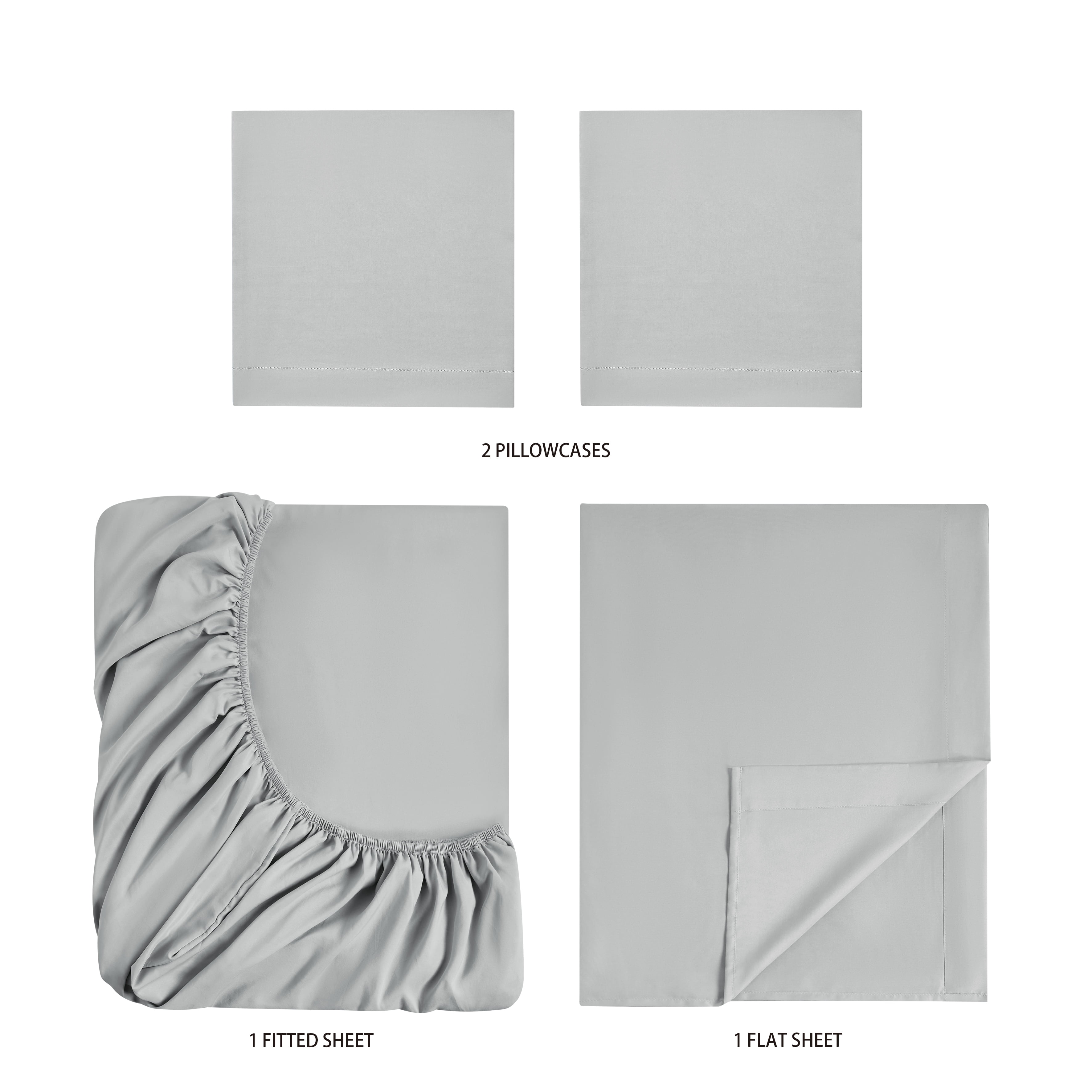 Mainstays Basic Value Microfiber Bed Sheet Set, Light Silver Gray, Full, 4 Piece