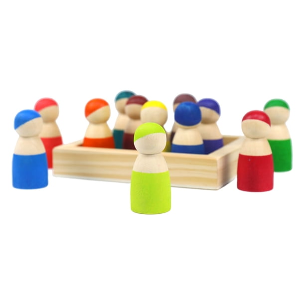 12 Uds., Juguete clásico de muñeca con cvija, Mini muñeca de , juguetes Montessori, juguetes educativos de desarrollo de , regalos para Muñeca Sunnimix juguetes para apilar arcoiris