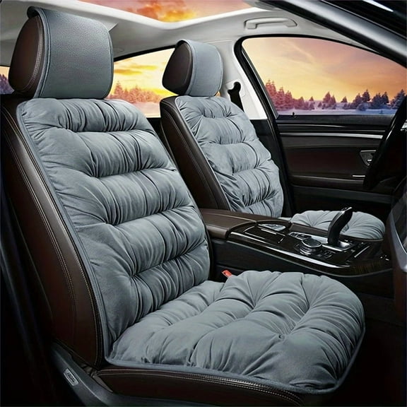 Car Seat Cushion, Luxury Short Plush Seat Cover for Front Car Seats, Universal Seat Protector, Winter Warmth, Suitable for Cars, Suvs, Pickup Trucks, Minivans,Gray