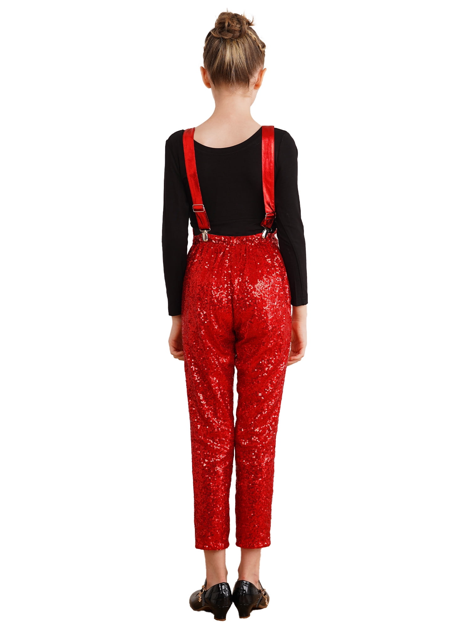 YEAHDOR Kids Girls Casual Metallic Overalls Wide Shoulder