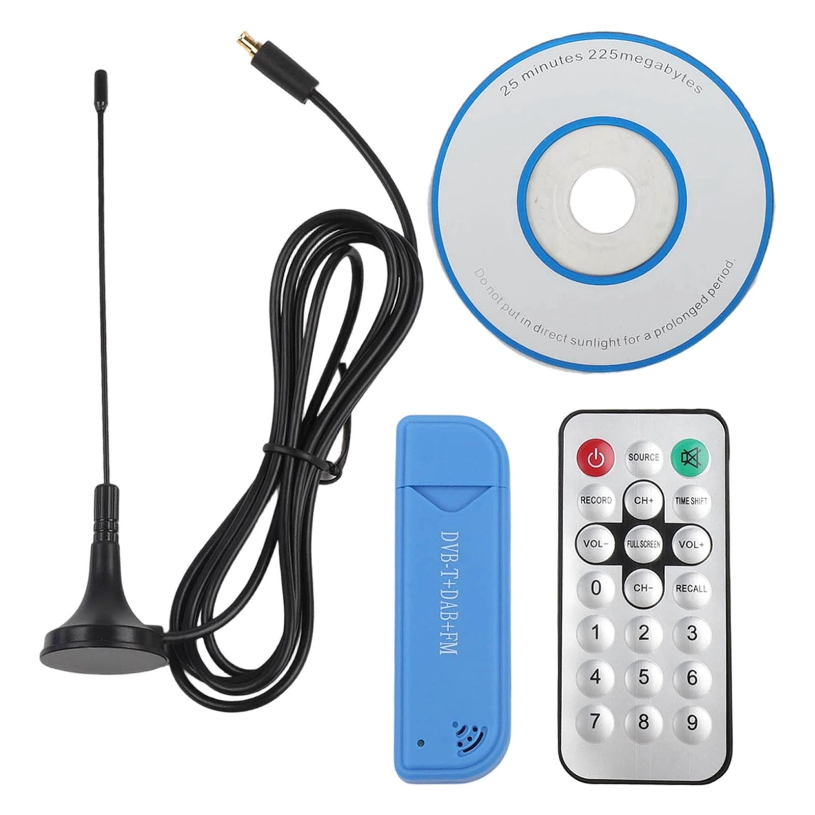 USB2.0 25MHz-1760MHz FM Digital TV Tuner Dongle Receiver with Antenna for