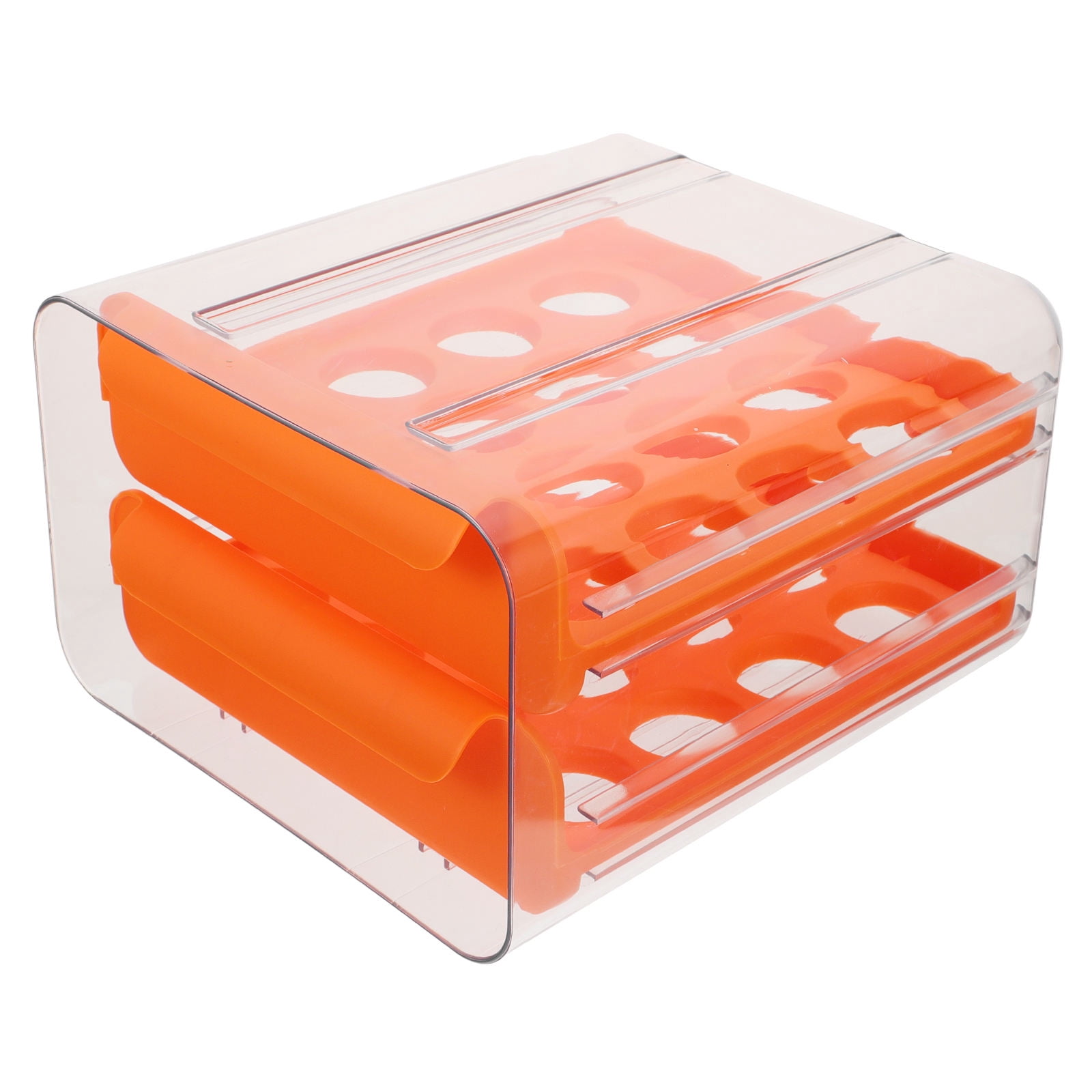 LABSERRON Orange Refrigerator Egg Storage Box Stable Compact Space Saving Egg Organizer