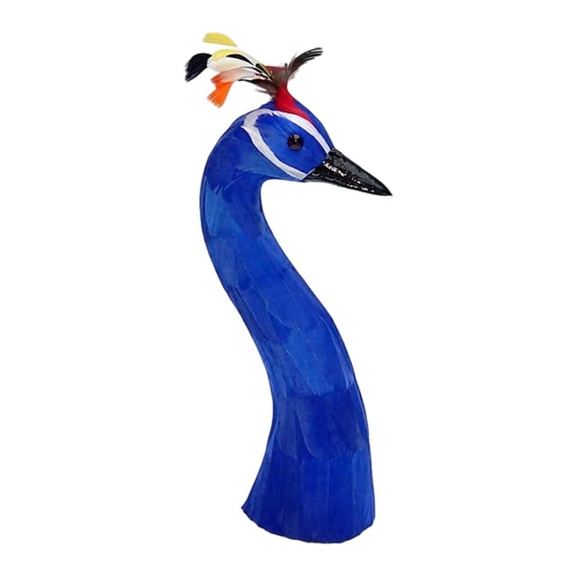 simhoa Peacock Mannequin Head Decorative Party Elegant Simulation Animal Head Model Blue 35cm