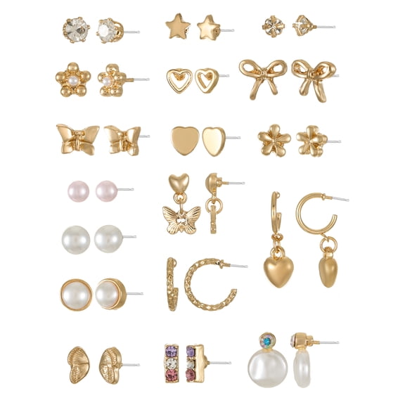 No Boundaries Goldtone 18 Pair Post Earring Pack