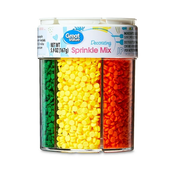 Great Value 6-Cell Decorating Sprinkle Mix, Bright Multicolor, 5.9 oz