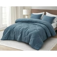 thumbnail image 2 of Chezmoi Collection Hugo 3-Piece Jacquard Comforter Set King Size, Blue Textured Woven Lightweight Thin Comforter Summer Bedding, 2 of 9