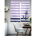 thumbnail image 5 of Anchor Purple Semi Sheer Curtains 72 Inch Length 2 Panels Set, Modern Navy Blue White Striped Nautical Sheer Kitchen Curtain Privacy Voile Window Curtain for Living Room Bedroom Rod Pocket Drapes, 5 of 7