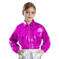 thumbnail image 2 of YUUMIN Filles Garçons Veste Décontractée à Paillettes Métalliques Manteau d'Extérieur Enfants Col Rabattu Veste à Fermeture Éclair Manteaux Tenue de Sport Violet 8, 2 of 6