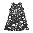 thumbnail image 3 of Girls Dress Floral Black Background Sleeveless Dress for Girls Hem A-Line Casual Sundress, 3 of 7