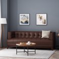 thumbnail image 2 of Noble House McCardell 3 Seater Sofa, Dark Brown and Espresso Faux Leather, 2 of 9