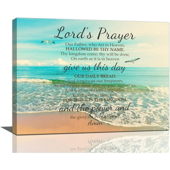 Our Father Prayer Wall Decor Christian Gifts The Lord''s Prayer Wall Art Scripture Religious Canvas Inspirational Quotes Bible Verse Print Painting Matthew 6:9-13 for Prayer Room Church 16"x12"
