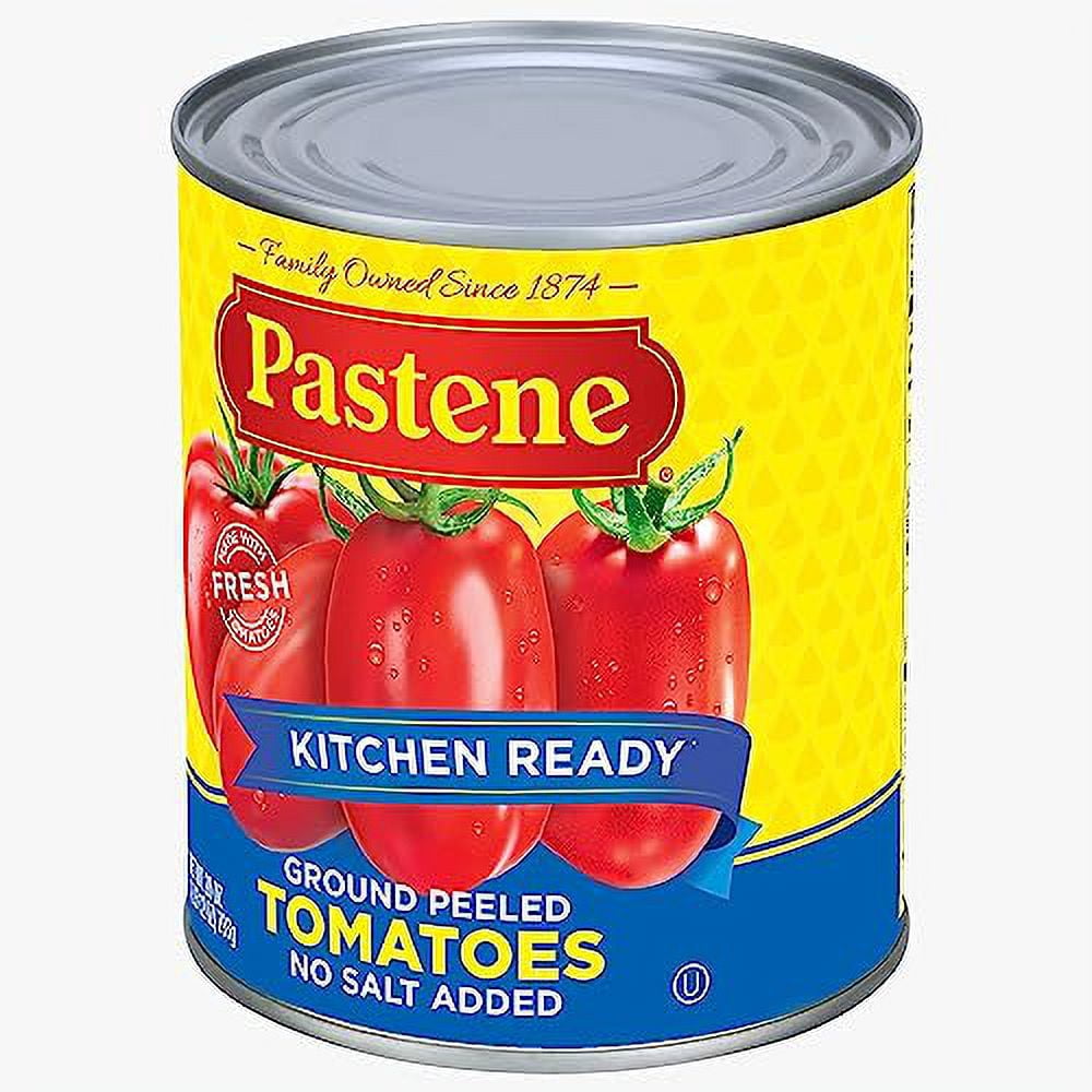 Pastene Kitchen Ready No Salt Ground Peeled Tomatoes, 28 Ounce (Pack of 6)