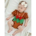 thumbnail image 5 of BemeyourBBs Newborn Baby Girls Christmas Outfit Gingerbread Romper Short Sleeves Round Neck Ruffled Jumpsuits Infant Xmas Warm Clothes, 5 of 8