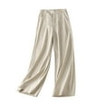thumbnail image 2 of Lilgiuy Women's Fashion Casual Solid Color Split Mid Waist Loose No Belt Elasticity Wide Leg Long Pants Alt Clothing Alternative Clothing, 2 of 4