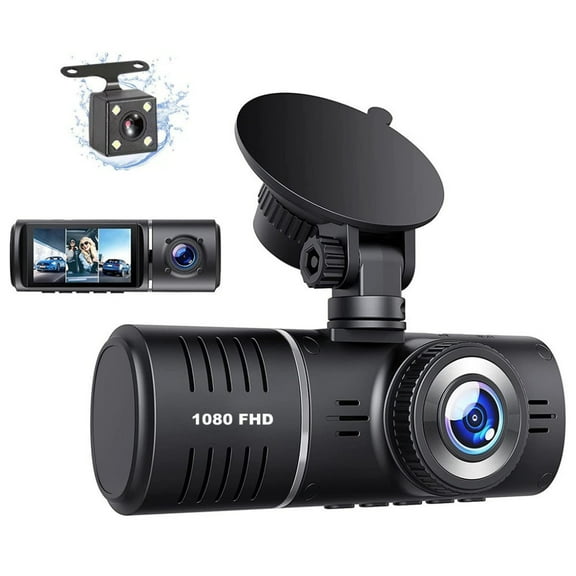 Dash Cam Front and Rear Inside, 3 Channel Dash Camera for Cars, 1080P Triple Dash Cam, Dash Camera with 32GB Card, Loop Recording, HDR, G-Sensor, 24Hr Parking