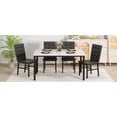 thumbnail image 5 of MIERES Marble Dining Table Set for 4, Faux Marble Kitchen Table and Chairs Set, Rectangle Dining Table with 4 Leather Dining Chairs, 5 Pieces Dinette Sets for Breakfast Nook, Apartment, White+Black, 5 of 20