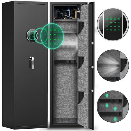 5-8 Gun Safe With Combination Lock Fast Response Household High-Strength Steel Fireproof And Anti-Theft Long Gun Cabinet For Storing Shotguns Guns Alarm Mute Dual-Mode Detachable Partition