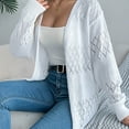 thumbnail image 4 of Fiaer Cardigan Sweaters for Women Lightweight Long Sleeve Open Front Solid Color Casual Tops White S, 4 of 8