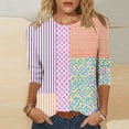 thumbnail image 6 of Zwiiyzr Women's T-Shirt 3/4 Short Sleeve Loose Elastic Printing Blouse K-Orange (2XL), 6 of 6