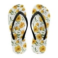 thumbnail image 2 of Psesaysky Women's Flip Flops with Yellow Flowers Shower Bathroom Non-Slip House Sandals Comfort Lightweight Pool and Beach Sandals Open Toe Flip Flops for Summer Black Strap Size 6.5, 2 of 7