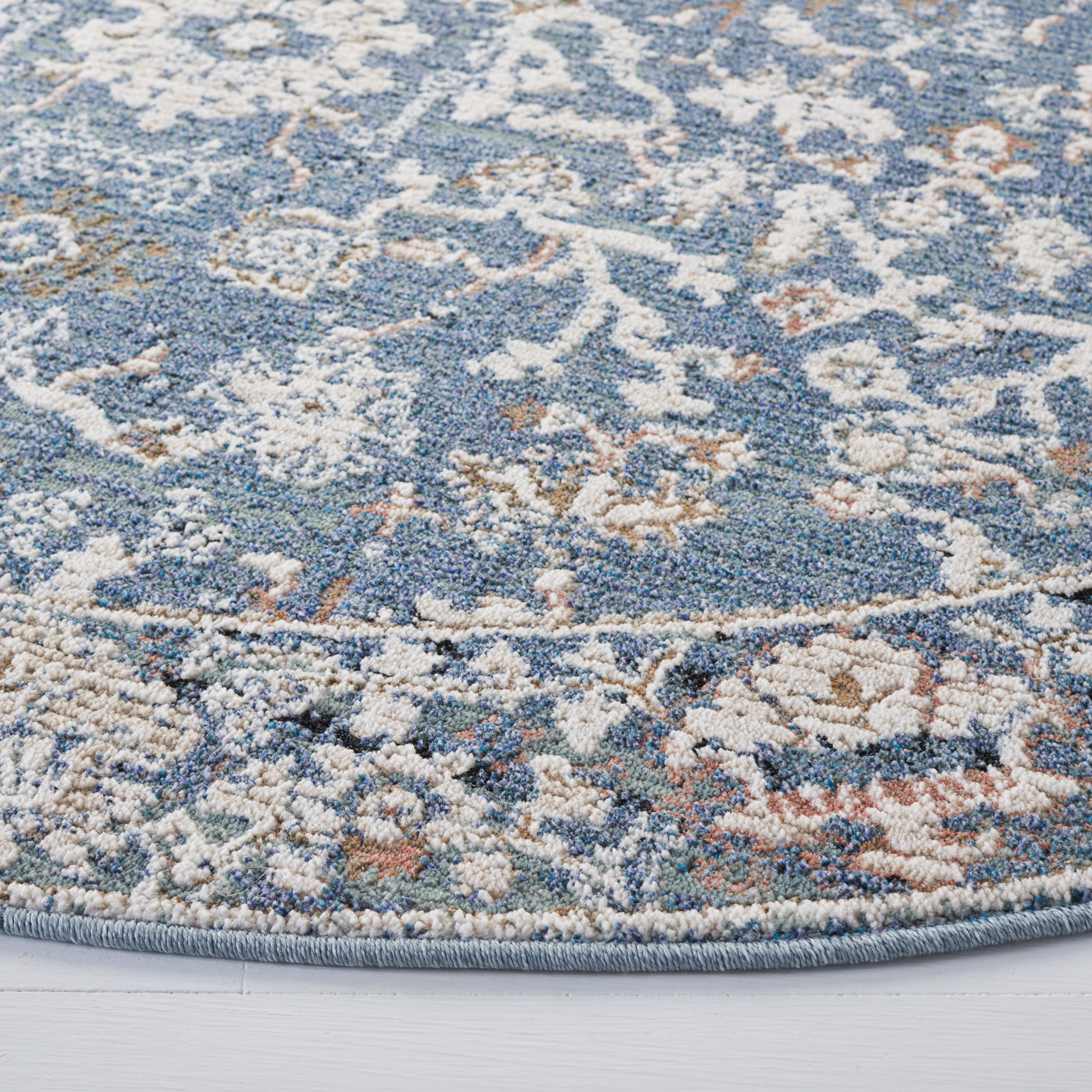SAFAVIEH Vivaldi Lesleigh Abstract Area Rug, Navy/Ivory, 6'7" x 6'7" Round