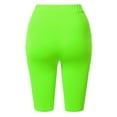 thumbnail image 3 of A2Y Women's Basic Yoga Polyester Mid Thigh High Rise Biker Bermuda Shorts Neon Green 1XL, 3 of 5