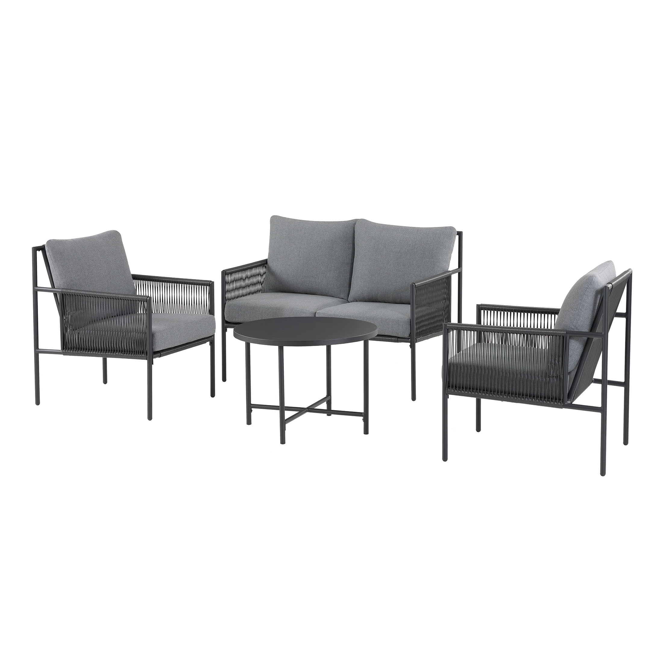 Mainstays Logan 4-Piece Outdoor Conversation Set, Dark Gray Sansujyuku sansujyuku.com