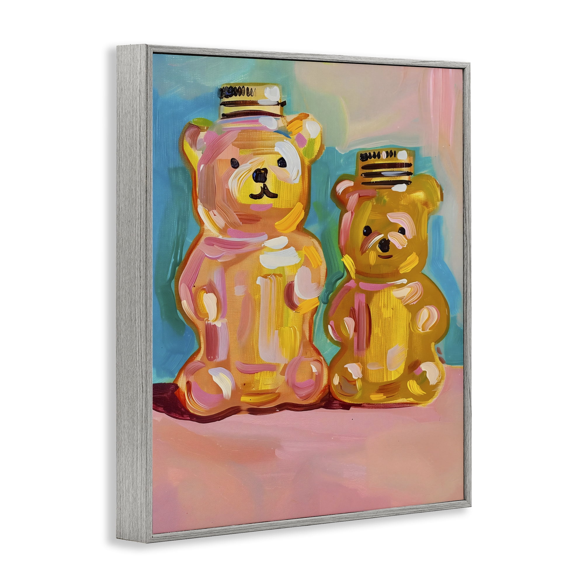 Stupell Industries Joyful Honey Bears Duo Gray Framed Giclee Art, design by The Prints Vibe