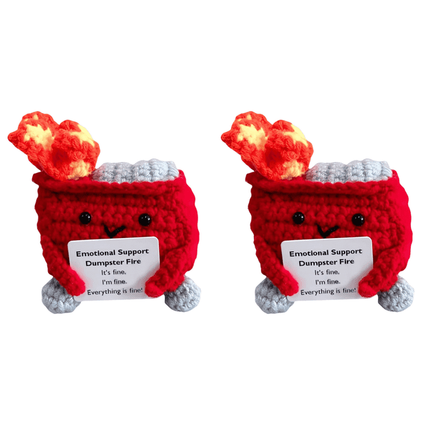 Lindo Crochet Contenedor Basura Fuego Apoyo Emocional Regalos Divertidos () Rojo