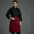 thumbnail image 3 of Unisex Chef's Uniform Solid Color Single-breasted Stand Collar Long Sleeve/short Sleeve Chef's Jacket Overalls Bakery Uniform, 3 of 6