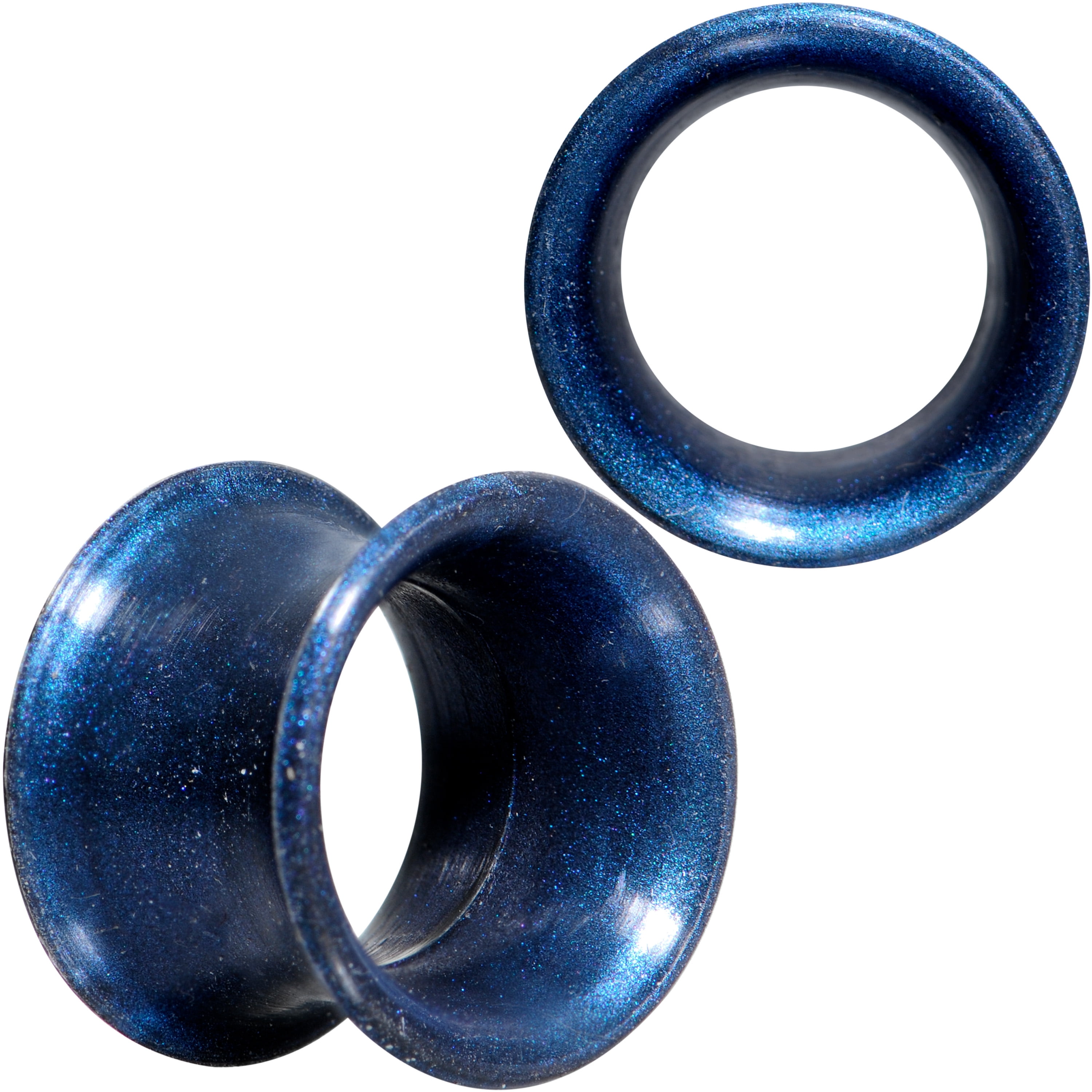 Body Candy Thin Flexible Iridescent Blue Silicone Tunnel Plug Set of 2