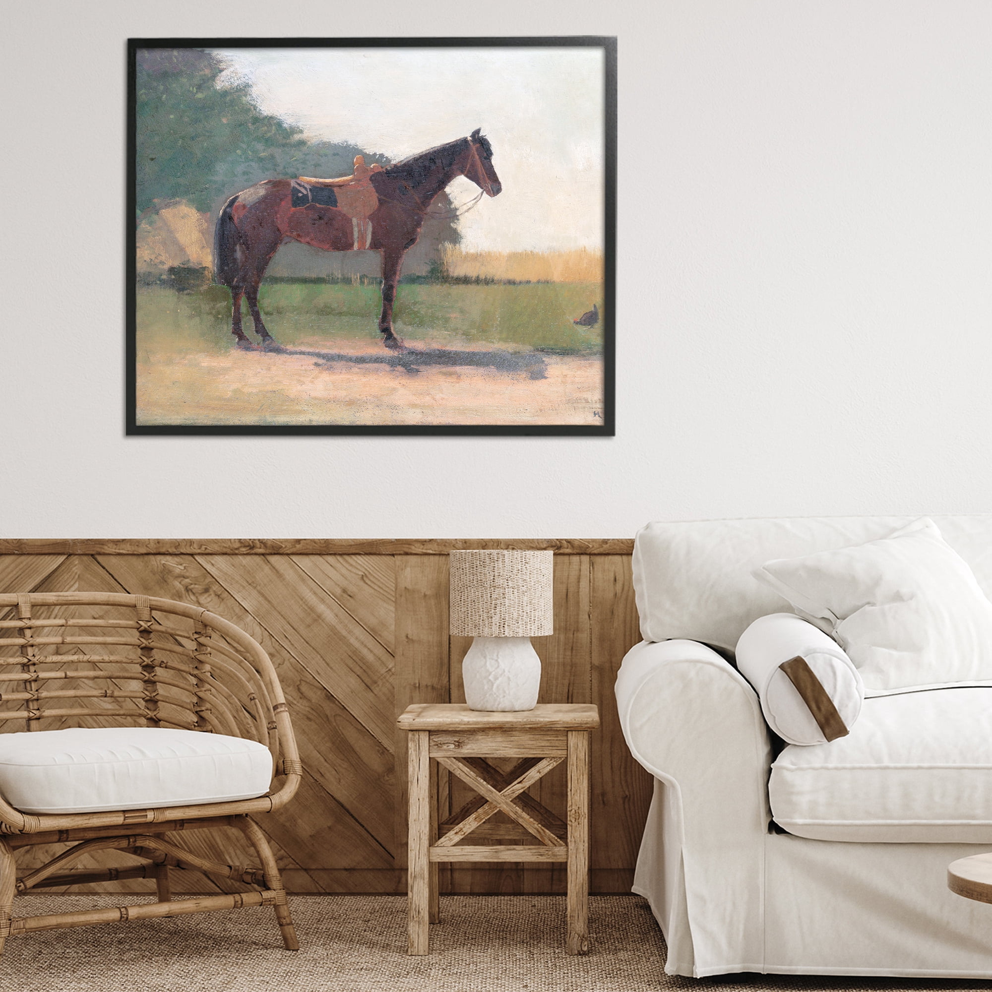 Stupell Industries Saddled Horse in Farm Yard Black Framed Giclee Art, design by Stellar Design Studio