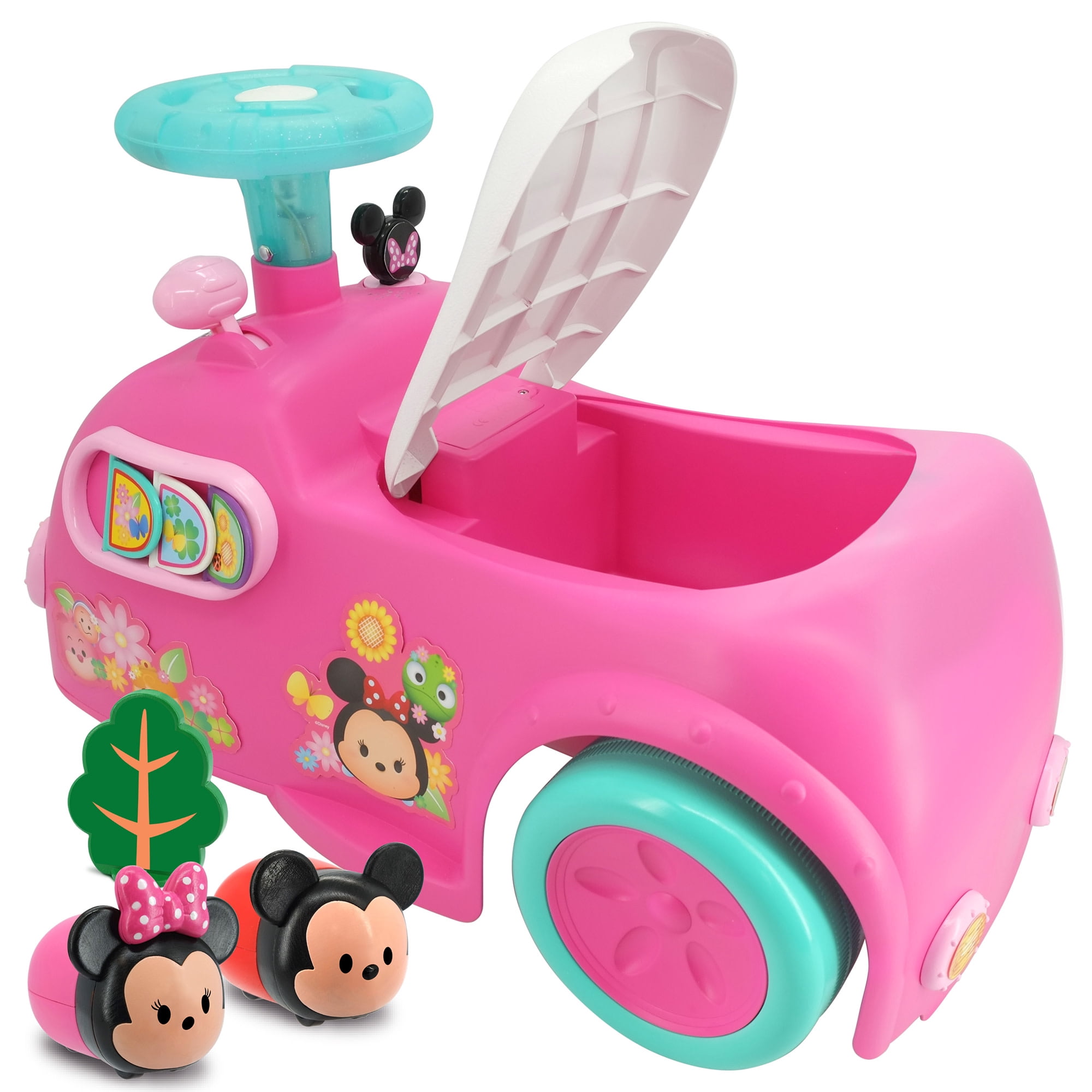 Kiddieland: Zoom n' Go Activity Ride-On - Minnie Mouse - Disney Lights & Sounds Foot-To-Floor Vehicle, 2 Mini Toy Zooms, Storage Seat, Toddler 12-36mo