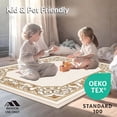 thumbnail image 4 of ODIKA 4'x6' Machine Washable Non-Slip Area Rug, Vintage Inspired Ornate Motif with Delicate Scrollwork High Traffic Rug, Beige, 466288, 4 of 5
