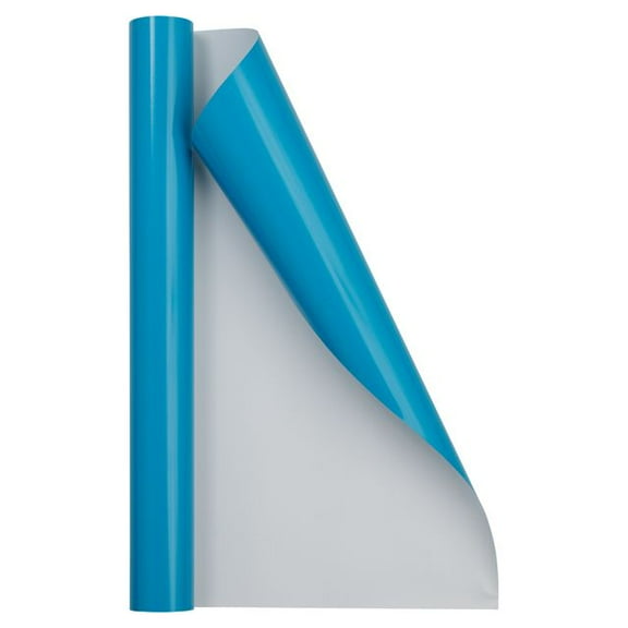 JAM Paper Glossy Wrapping Paper, 26.3 Sq ft (17 in x 18 Ft), Bright Blue, 1/Pack