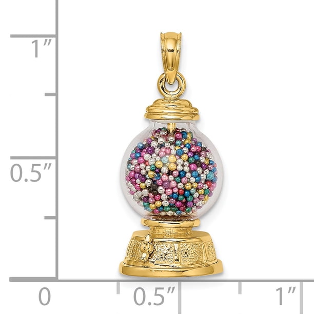 14K 3-D Glass Gumball Machine with Moveable Multi-colored 14K 3-D Glass Gumball Machine with Moveable Multi-colored