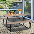 thumbnail image 4 of Costway Costway Picnic Table Bench Set Outdoor Backyard Garden Party Dining All Weather Brown, 4 of 10