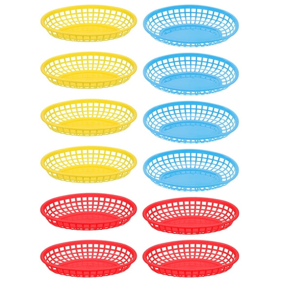 12 Pcs Plastic Baskets Chips Snack Trays Oval Storage Fruit Dessert