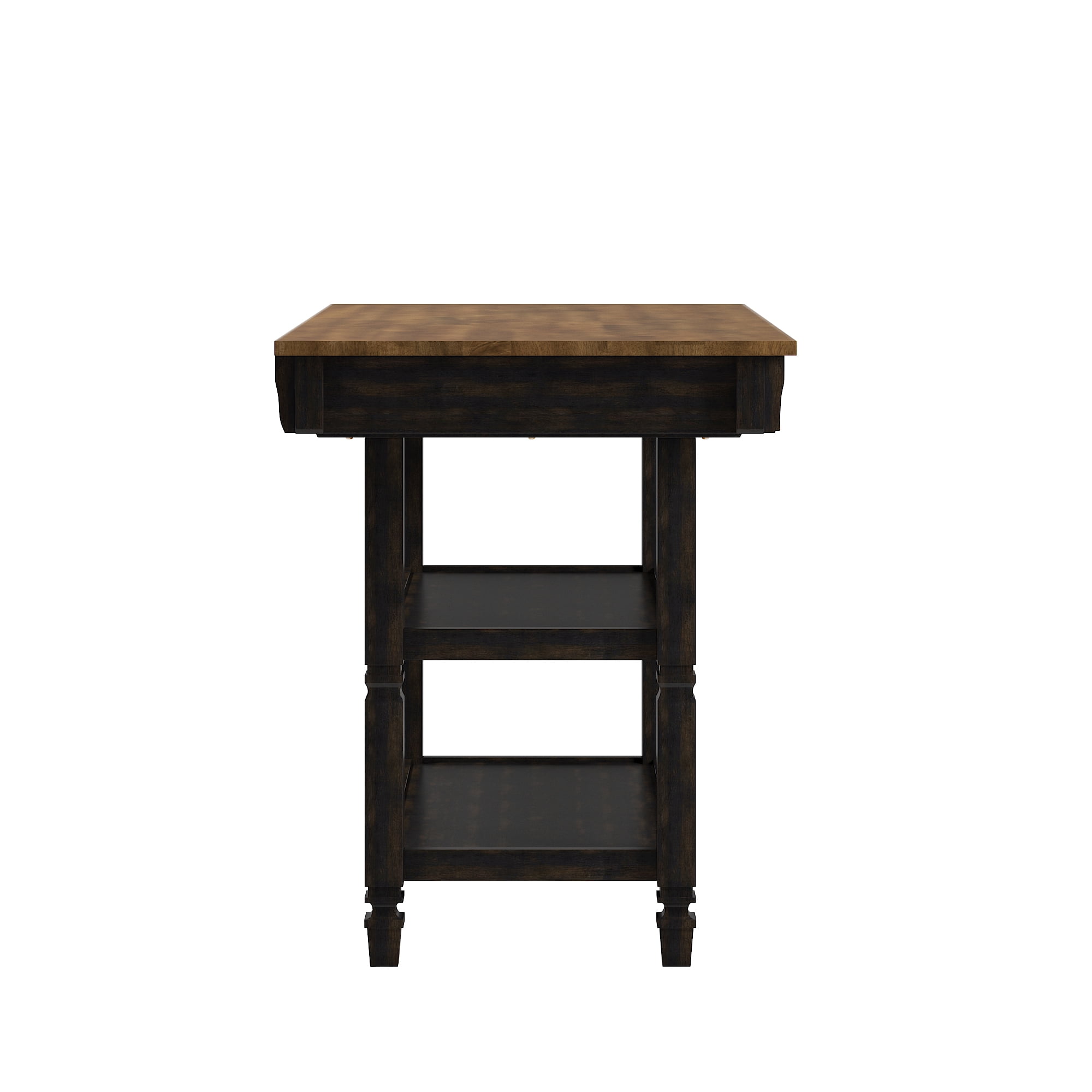 Weston Home Nora Kitchen Island with 2 Drawers and 2 Shelves, Antique Black