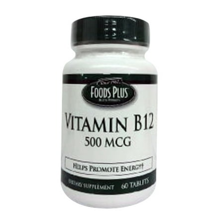 La vitamine B-12 500 mcg Complément alimentaire Comprimés Par Food Plus - 60 Ea