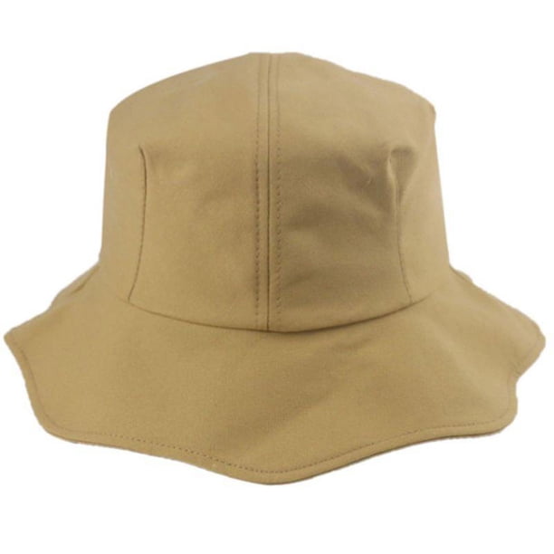 Sombrero de pescador con protección solar y ala corta ondulada con volantes para mujer