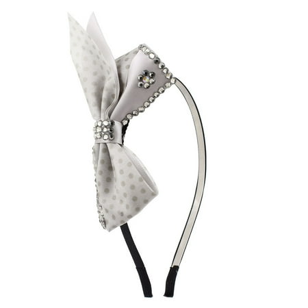 Unique Bargains Faux Rhinestones Detail Gray Bow Tie Detail 0.7cm Width Frame Hair Hoop for