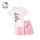thumbnail image 3 of Hello Kitty-Camiseta deportiva de dibujos animados para niña, conjunto de pantalones cortos, Top de algodón, pantalones informales, traje de dos piezas, novedad de verano, 3 of 5
