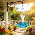 thumbnail image 5 of Solar Hanging Bird Bath Fountain, 18" Blue Glass Tray with 4 Nozzles, 2-in-1 Feeder, 5 of 6